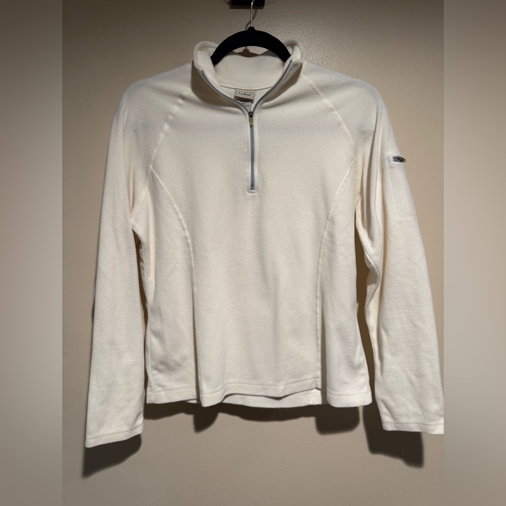🔴5/$25 Eddie Bauer Women's Cream Half-Zip Fleece Pullover